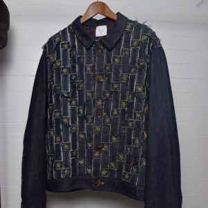 Random stitch denim jacket